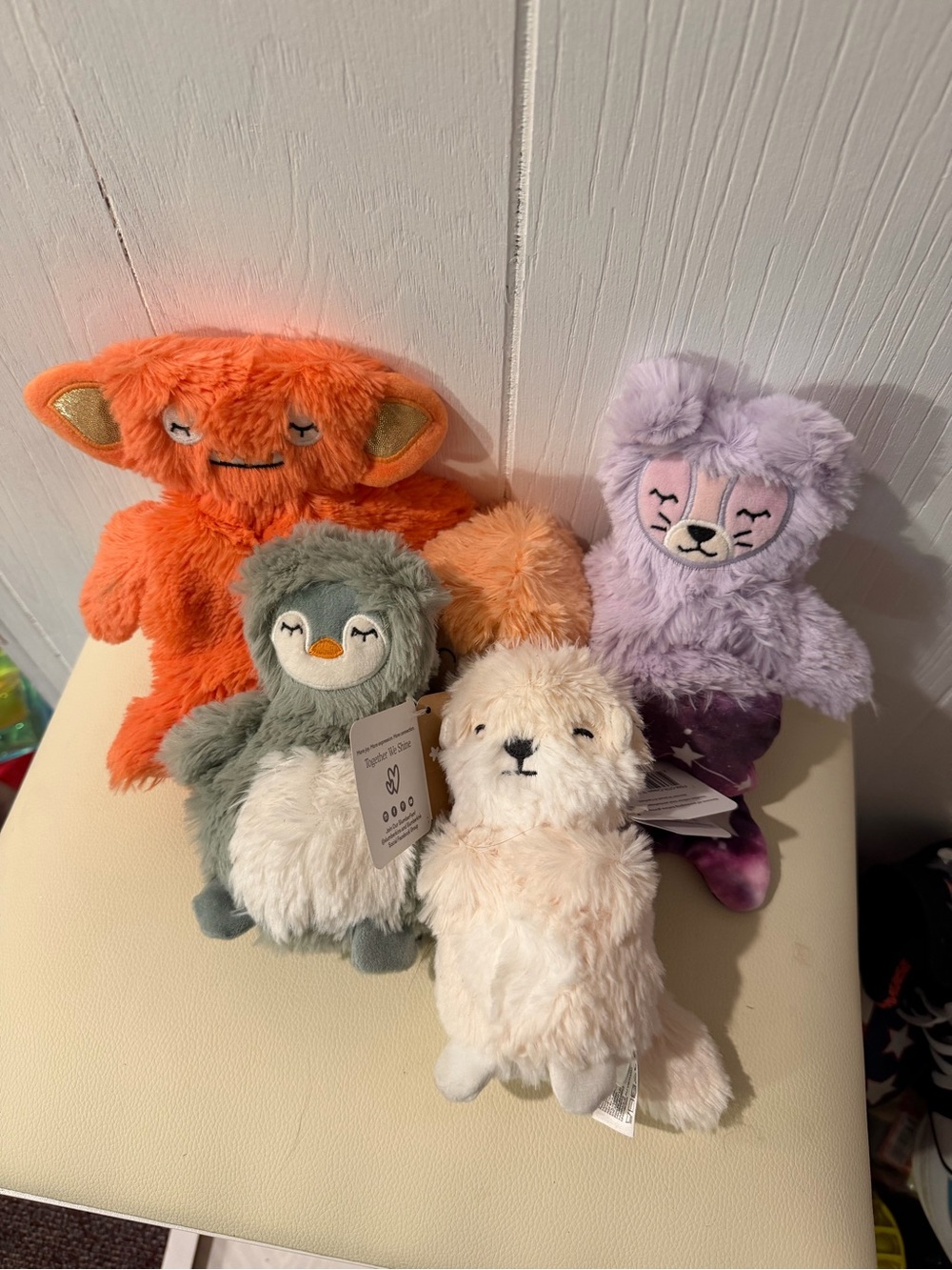 Plush Small Toy Collection – Orange, Gray, Cream, Purple, Peach